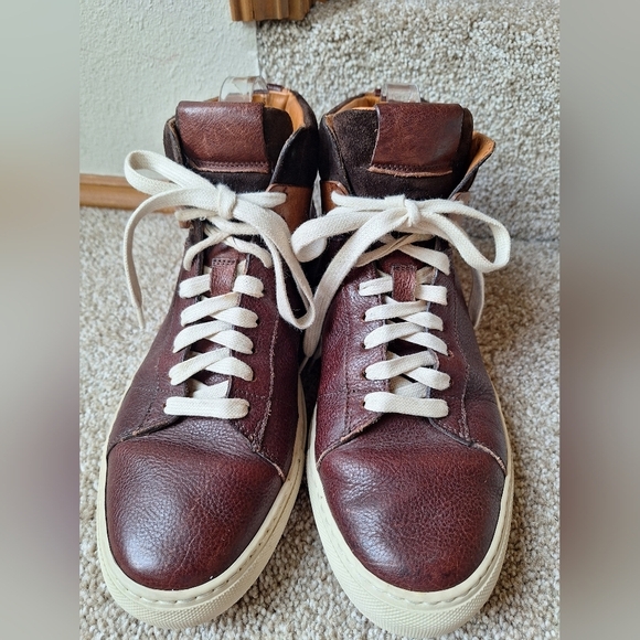 Frye Owen Mens Leather Two Tone Brown High Top Sneaker Size 8.5 - Picture 8 of 10